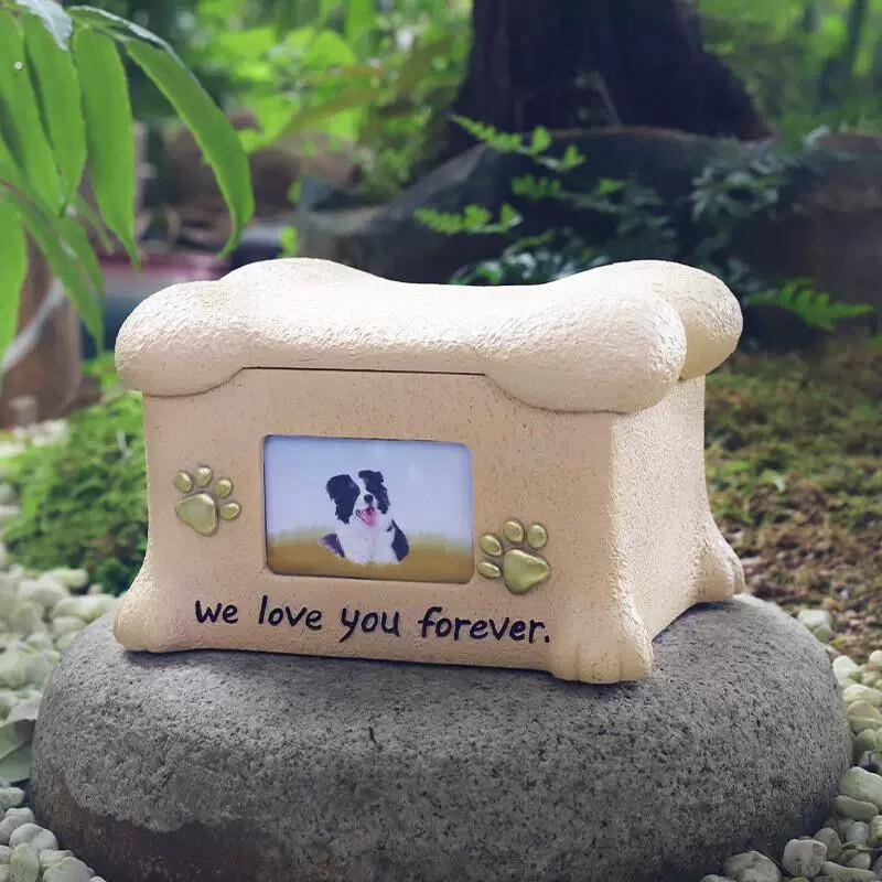 宠物灰骨盒树脂创意狗狗骨灰盒带相框小猫小狗动物纪念猫咪纪念盒