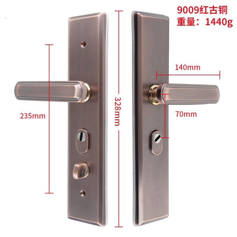 厂家直销防盗门把手双层加厚不锈钢红古拉手入户门235通用型
