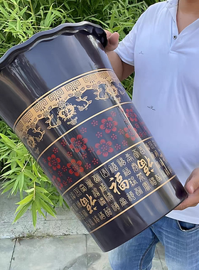客厅仿陶瓷花盆特大号高筒款加厚树脂大型盆栽发财树盆景种果树盆