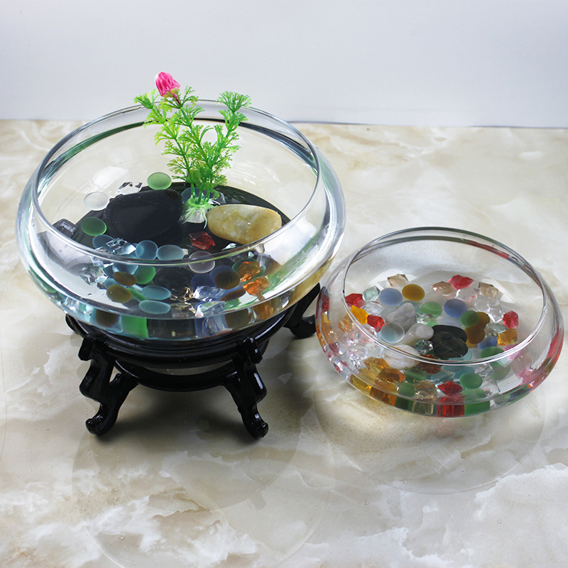 客厅碗莲盆透明玻璃花瓶水培花盆大号鱼缸圆形乌龟缸水养植物器皿
