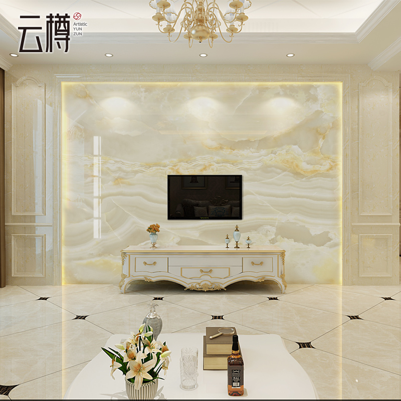 云樽欧式电视背景墙瓷砖大理石客厅影视墙装饰边框造型石材护墙板