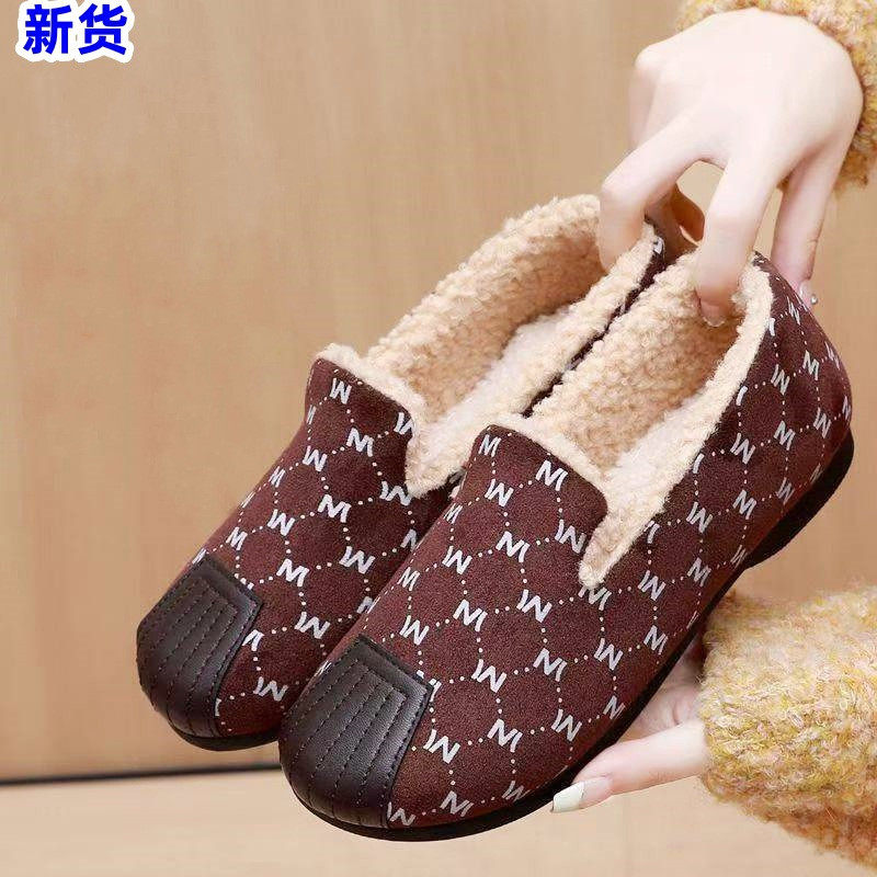 加绒豆豆鞋女士秋冬保暖一脚蹬平底软底百搭舒适新款休闲鞋,女鞋,乐福鞋（豆豆鞋）,淘宝优惠券,粉丝福利购,淘宝优惠卷