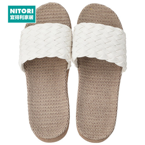 NITORI宜得利家居仿皮厚麻底拖鞋