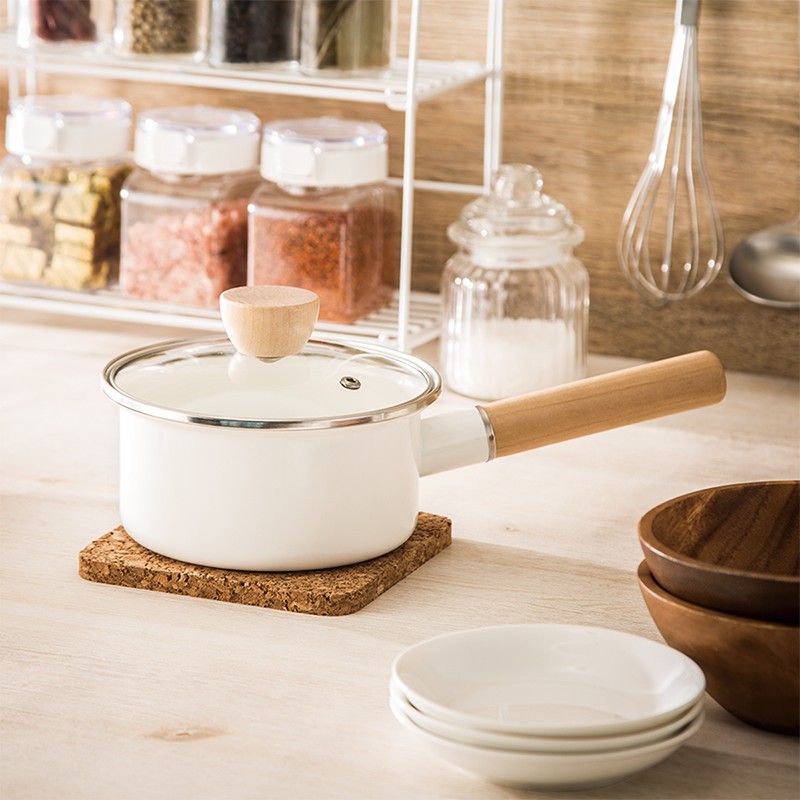 NITORI宜得利家居 单/双柄珐琅锅家用搪瓷炖锅奶锅煲汤锅多功能