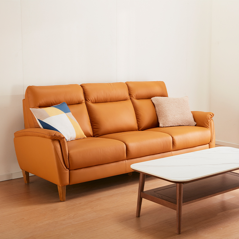 NITORI宜得利家居 家俱 美拉德皮质实木沙发3人位皮沙发KF018