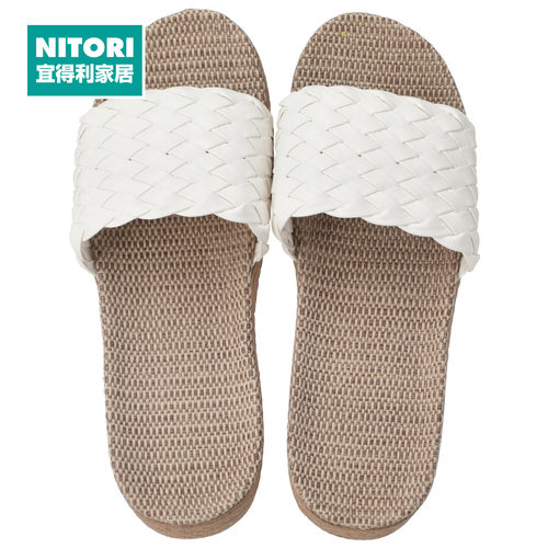 NITORI宜得利家居仿皮厚麻底拖鞋