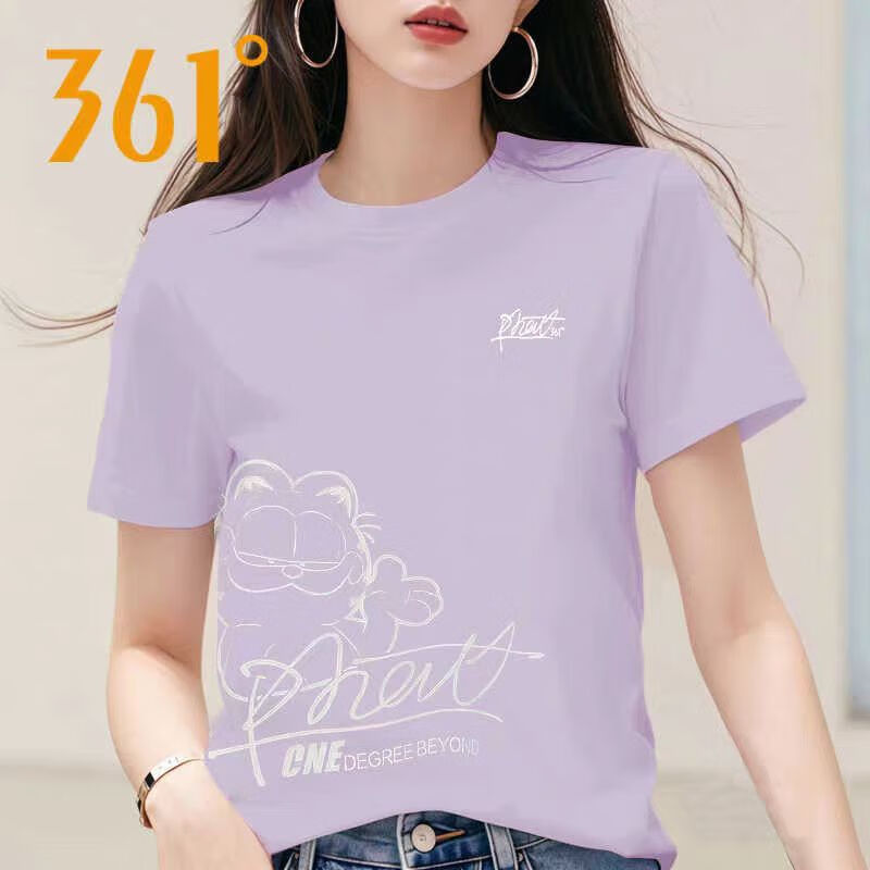361度女装运动T恤加菲猫图案