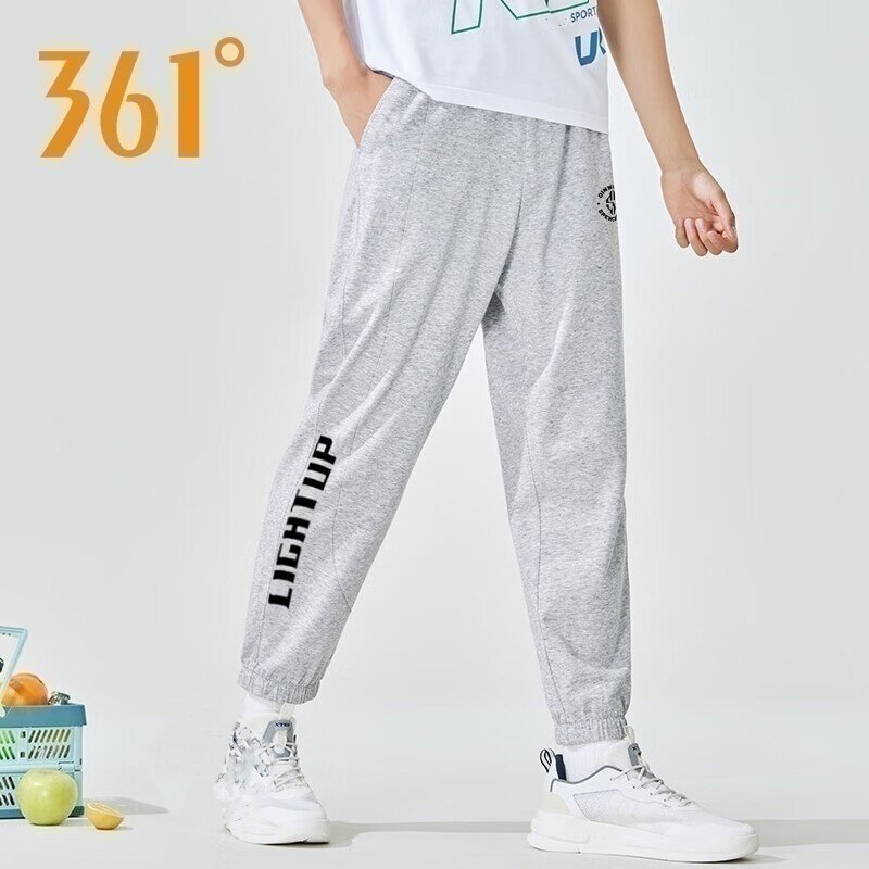 361度针织九分裤男2026夏季新款简约潮流印花透气百搭休闲运动裤