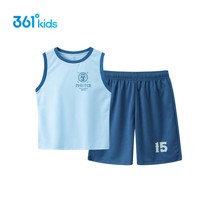 361°童装短袖短裤男童篮球套装2026夏季中大童T恤透气两件套
