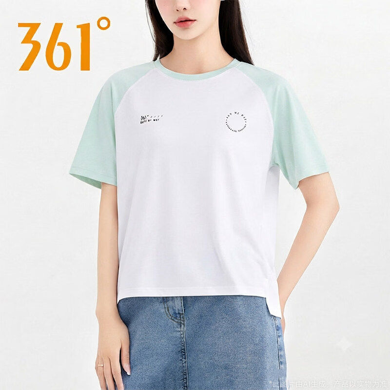 361°女款短袖T恤2026夏季新款宽松圆领运动休闲上衣