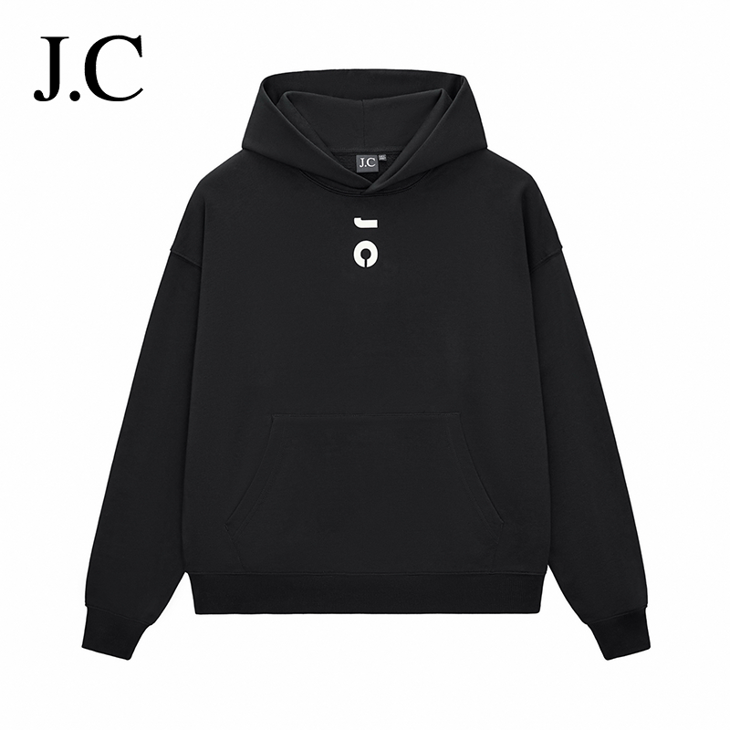 J.C/简裁连帽卫衣美式印花上衣