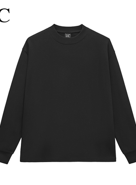 J.C/简裁长袖t恤男装290克保暖锁温双面打底秋冬新款宽松圆领上衣
