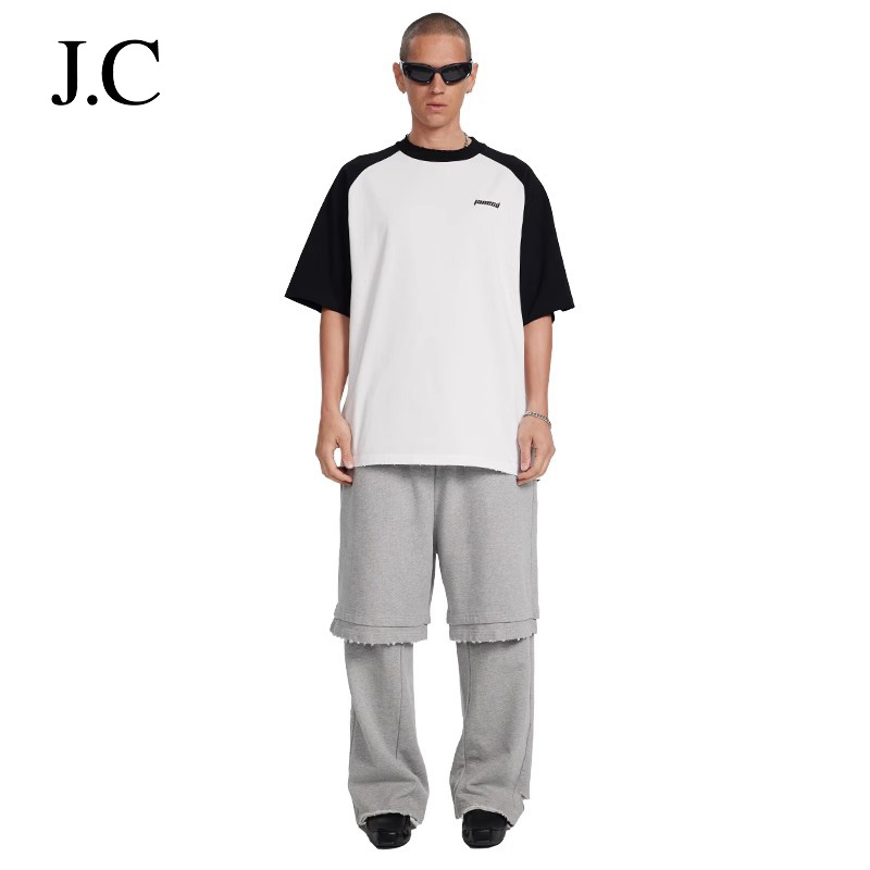 Janecd美式260克重磅插肩短袖T恤