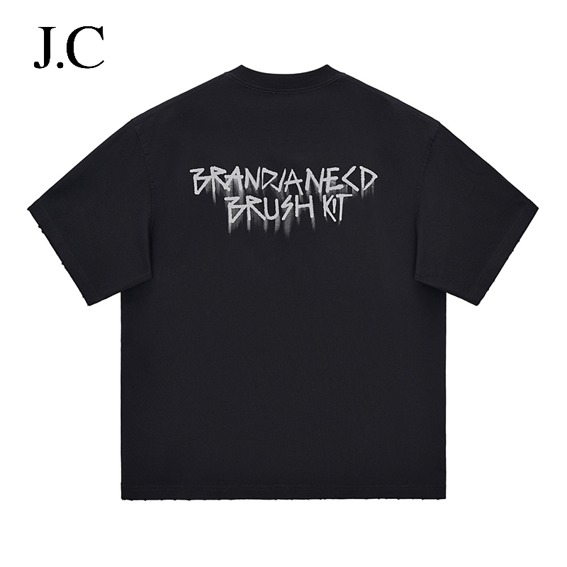 JC美式短袖绣花330克重磅T恤上衣