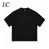 简裁原创美式 短袖 T恤390克重磅宽松纯棉磨破潮牌刺绣男士 J.C 新款