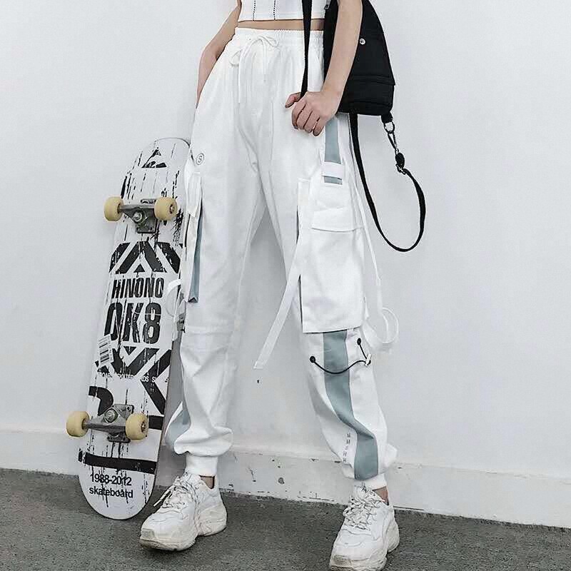 秋冬季加绒加厚工装裤女学生韩版宽松潮流休闲运动大码束脚长裤子