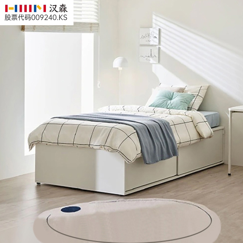 小户型床汉森推拉收纳奶油风双人