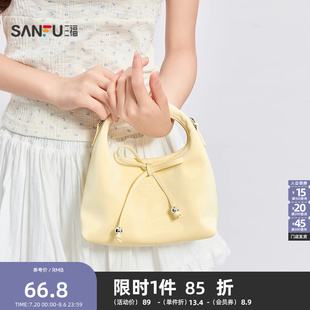 三福手提包夏季 簡(jiǎn)韓休閑柔軟蝴蝶結(jié)hobo包托特女包501467