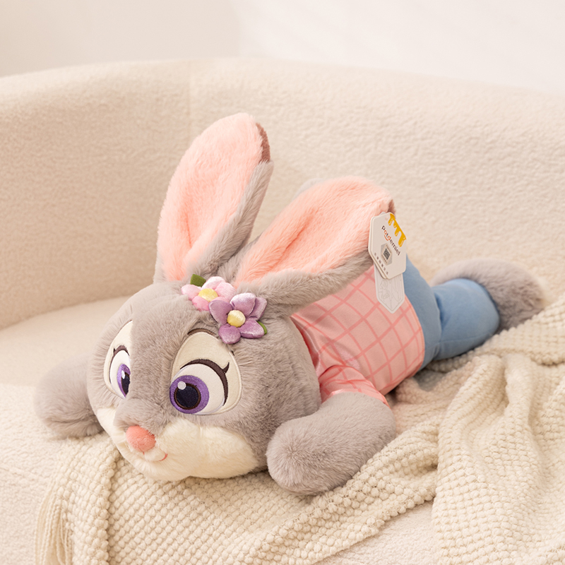 迪士尼正版疯狂动物城兔子朱迪尼克大号趴姿毛绒玩偶抱枕睡觉公仔