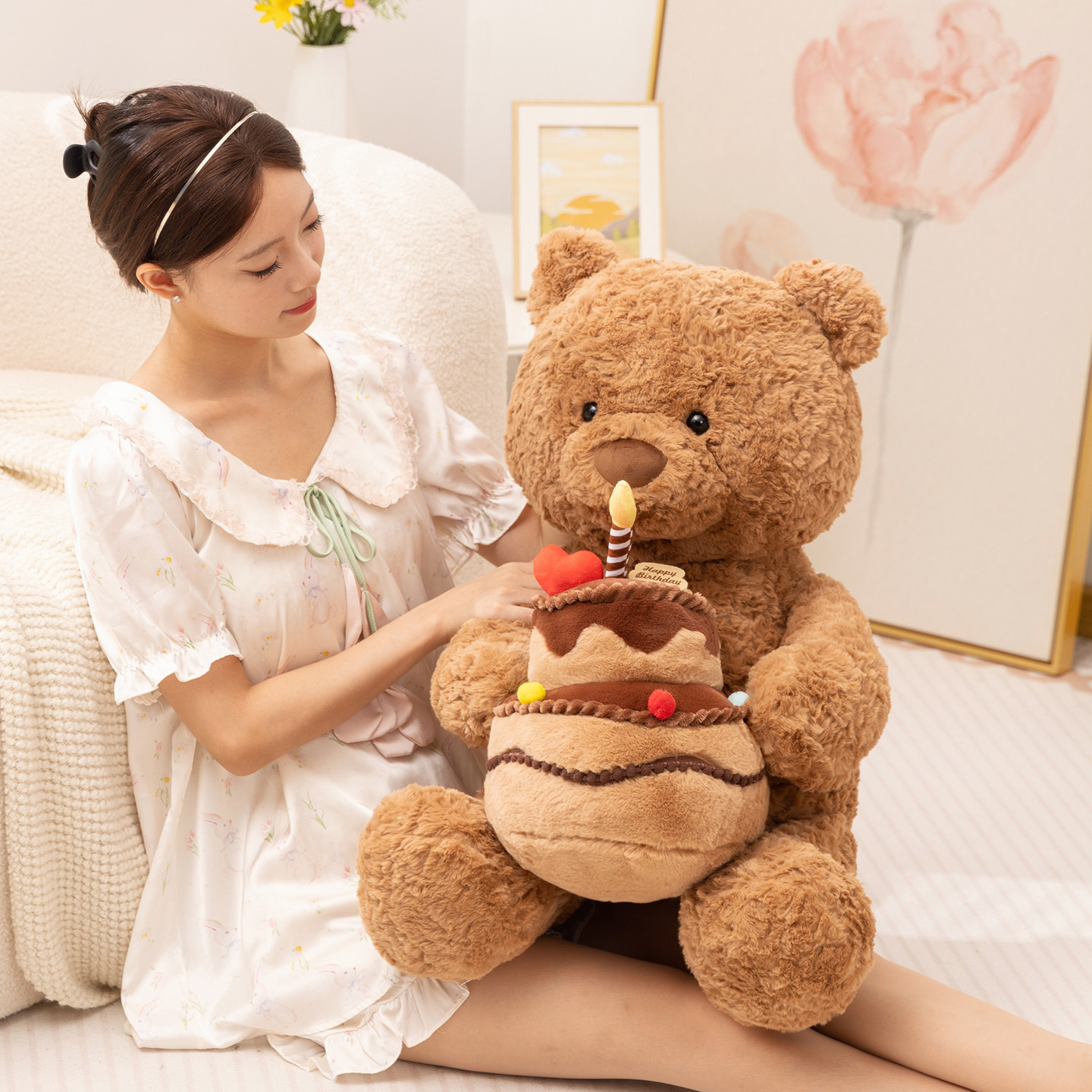 可爱蛋糕小熊毛绒玩具公仔泰迪熊玩偶娃娃抱枕送闺蜜男女生日礼物