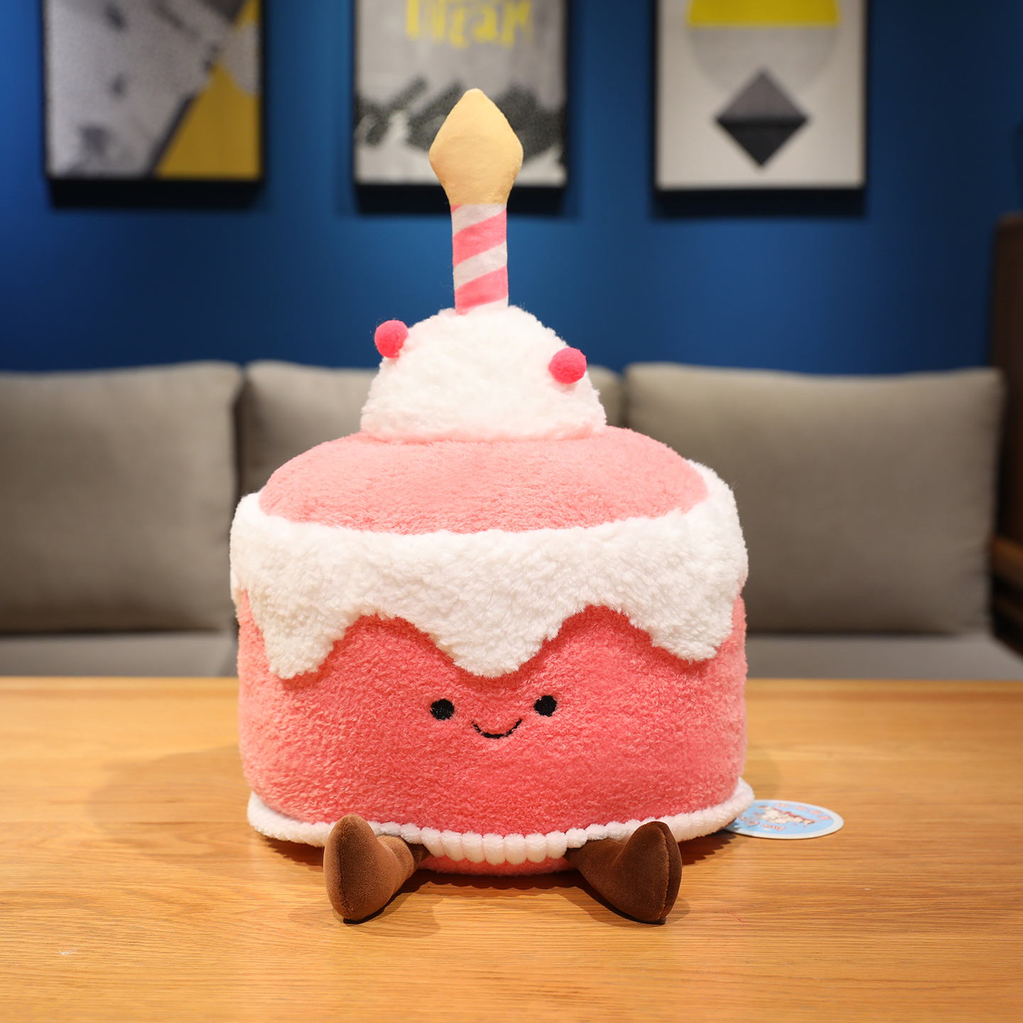 【中大号】粉色生日蛋糕毛绒抱枕