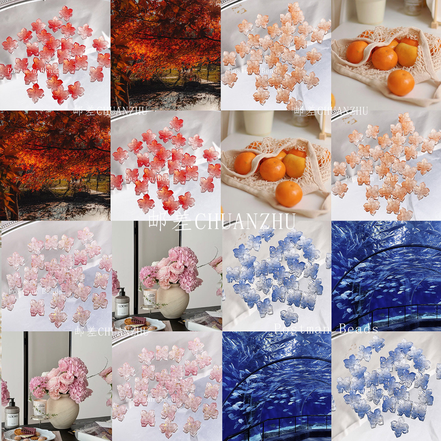 14mm绣球花琉璃花瓣diy手链配件手工串珠制作古风发簪头饰材料