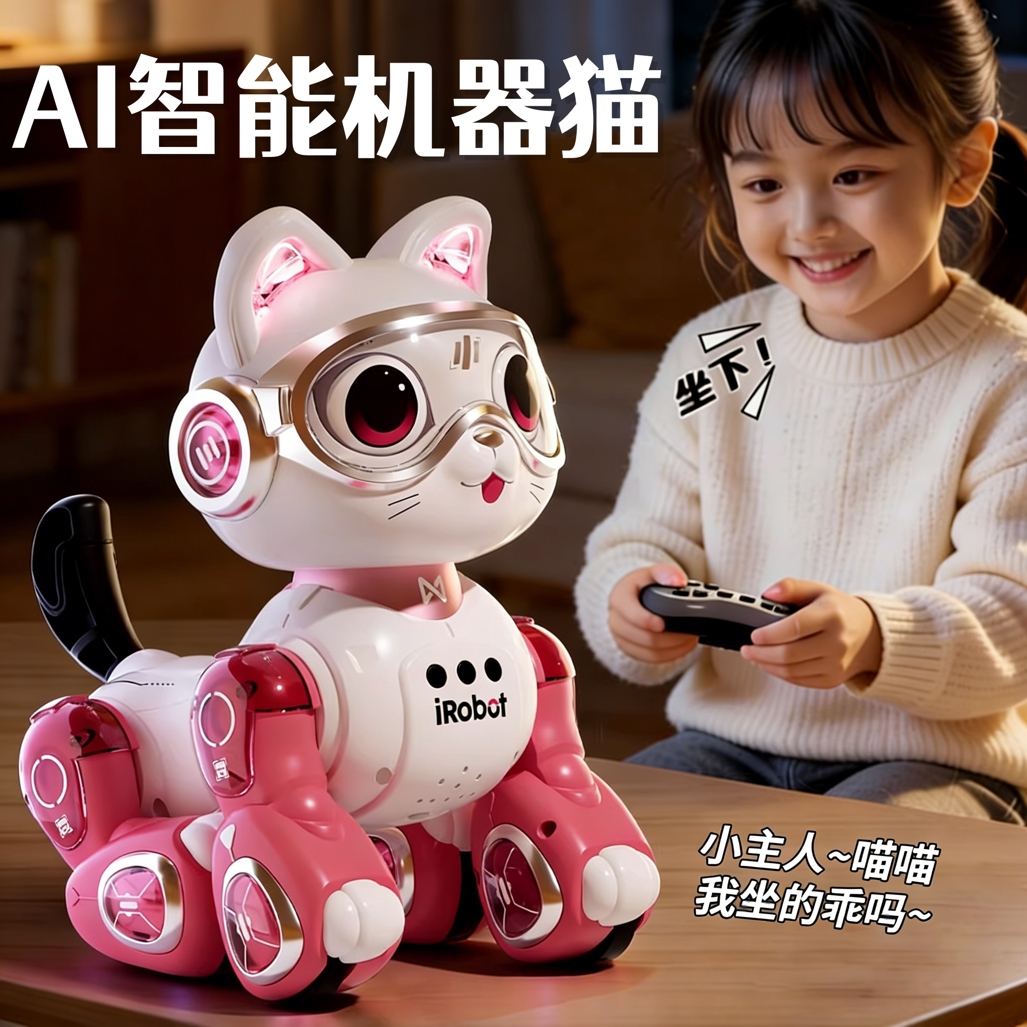 儿童电动遥控AI机器猫玩具