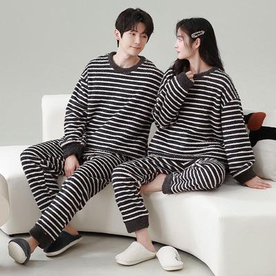 睡衣男款2025新款冬加厚可外穿情侣女冬季加绒加厚大码男士珊瑚绒