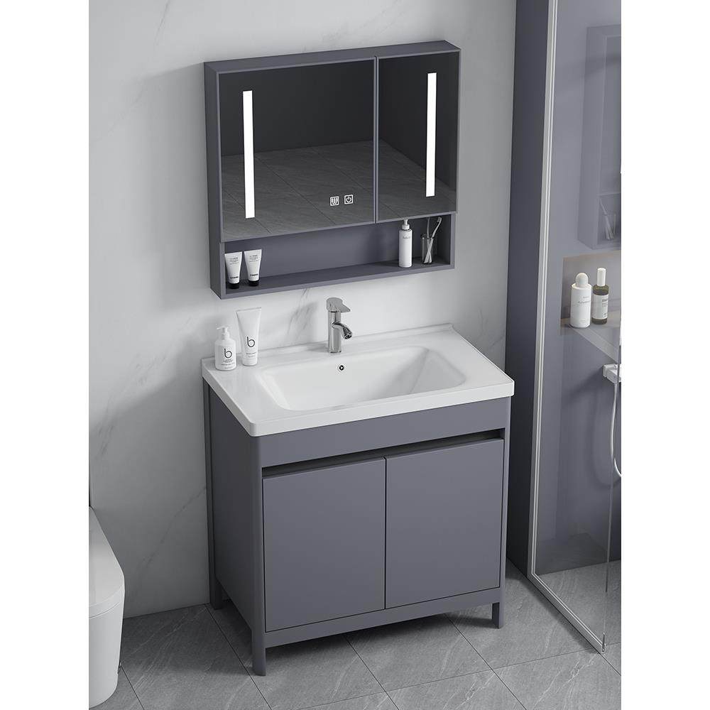 洗手间洗漱台一体盆酒店风浴室柜落地太空铝组合卫生间洗漱台阳台