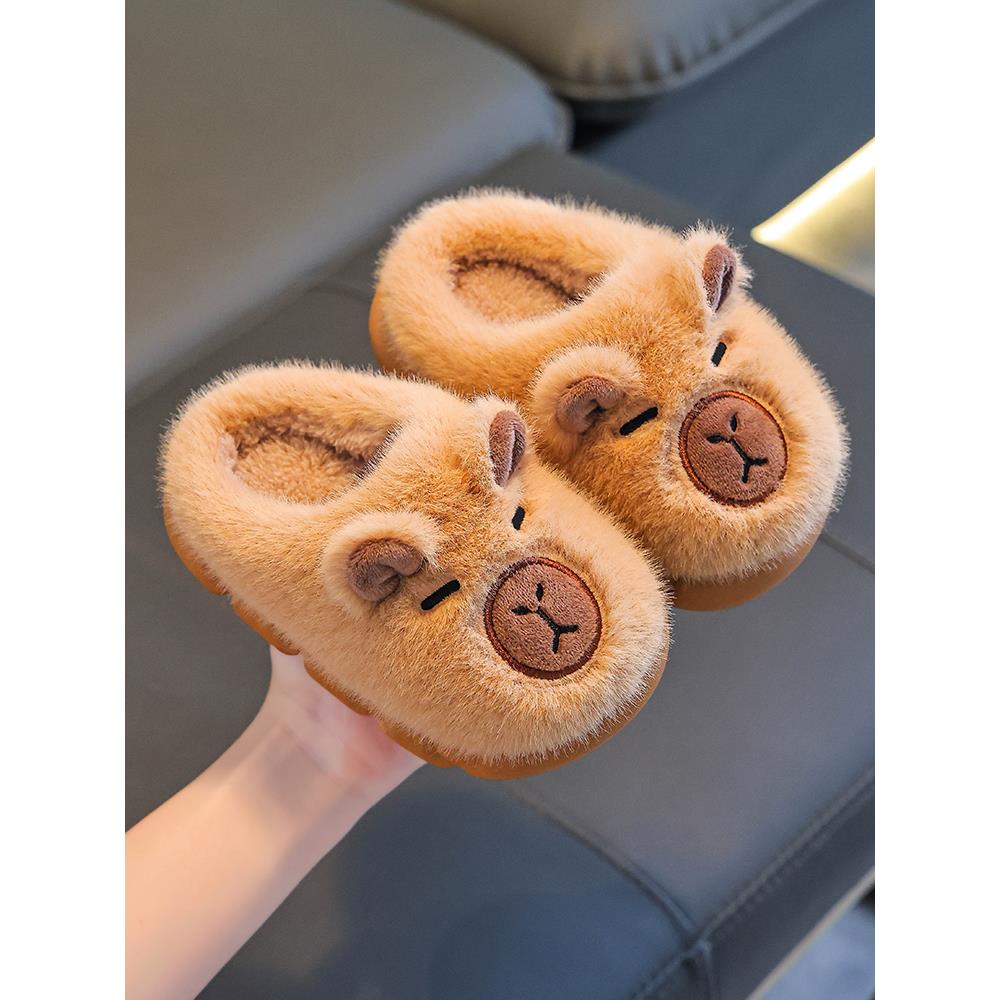 过冬棉拖鞋儿童拖鞋踩屎感秋冬卡通可爱防滑室内居家软底亲子