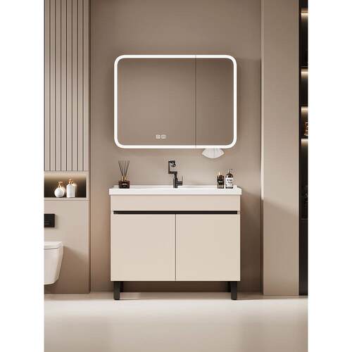 洗手间洗漱台一体盆酒店风浴室柜落地式太空铝组合陶瓷洗脸盆洗手