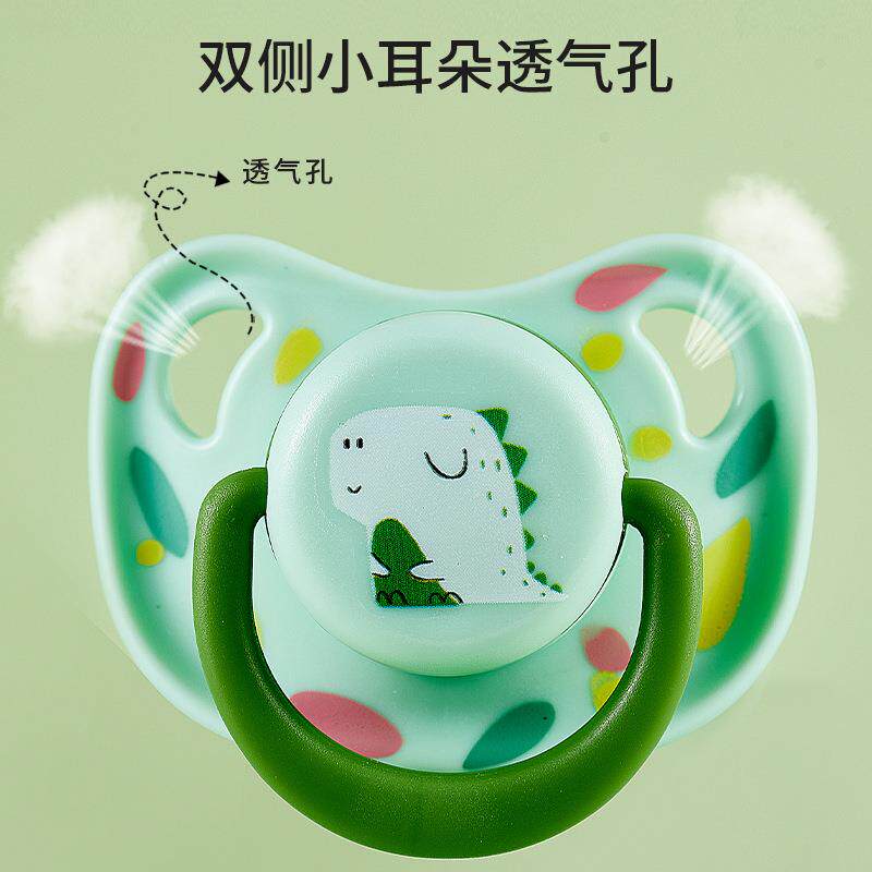安抚奶嘴0到6个月防胀气新款可换大小码磨牙咀嚼玩具带防尘盖硅胶