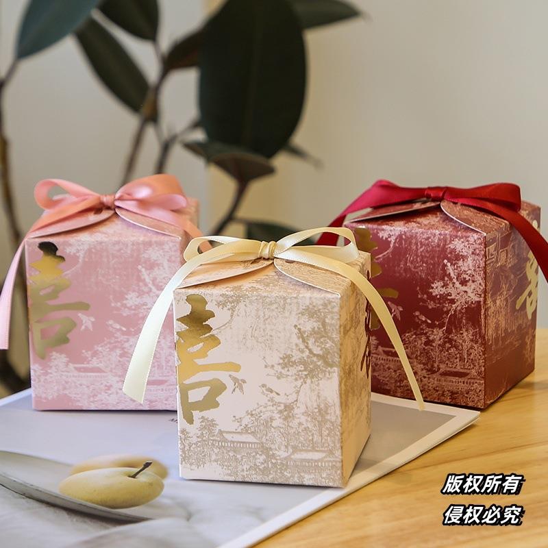 2025年喜糖盒子结婚专用批の发新款国风新中式结婚糖果盒水墨画高