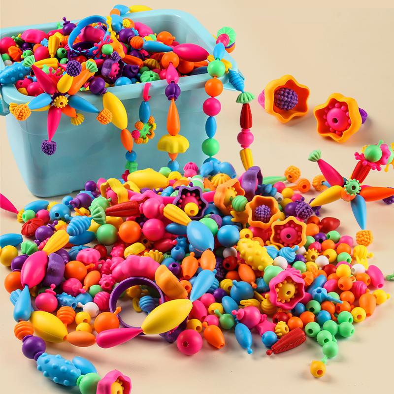 女童生日礼物3到6岁儿童玩具儿童波普珠子手工DIY材料益智拼插玩