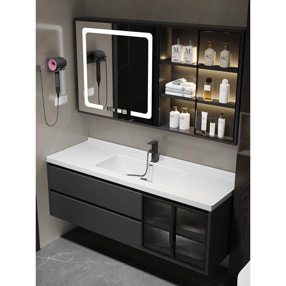 面盆柜洗漱台一体盆小户型洗漱池现代简约智能浴室柜组合实木卫生