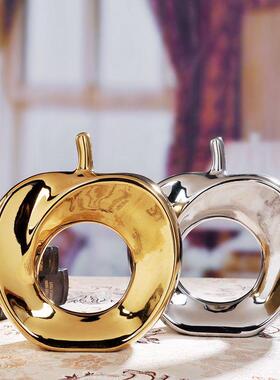 入门玄关摆件飘窗摆件装饰中式金色陶瓷工艺品婚礼礼物客厅电视柜