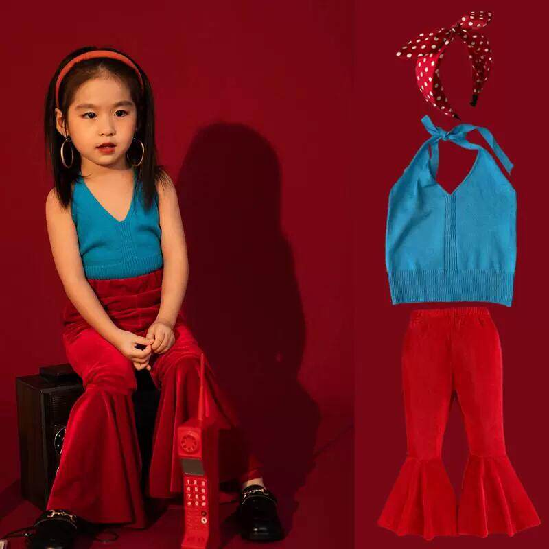 儿童复古港风演出服女喇叭