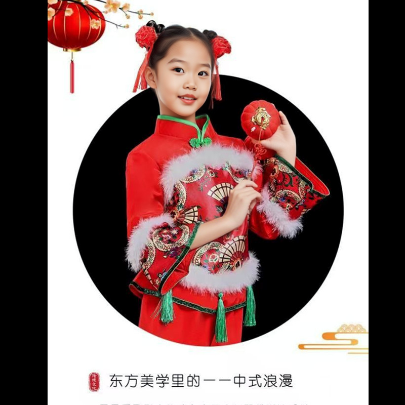 新款元旦儿童喜庆开门红演