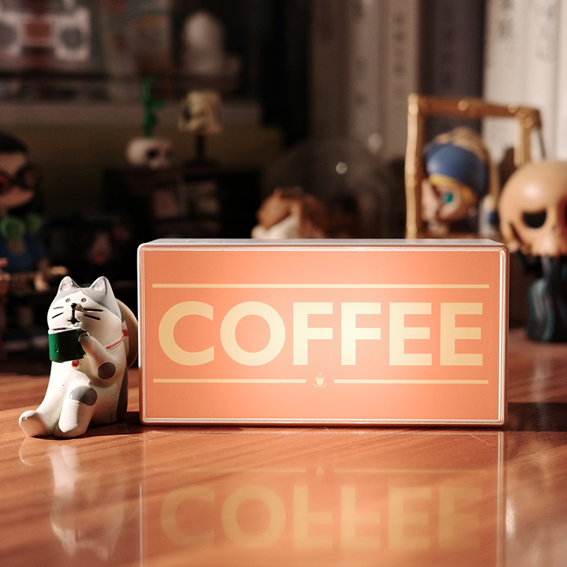 咖啡灯牌摆件COFFEE发光冰箱贴磁吸桌面氛围感装饰品小众微缩灯牌