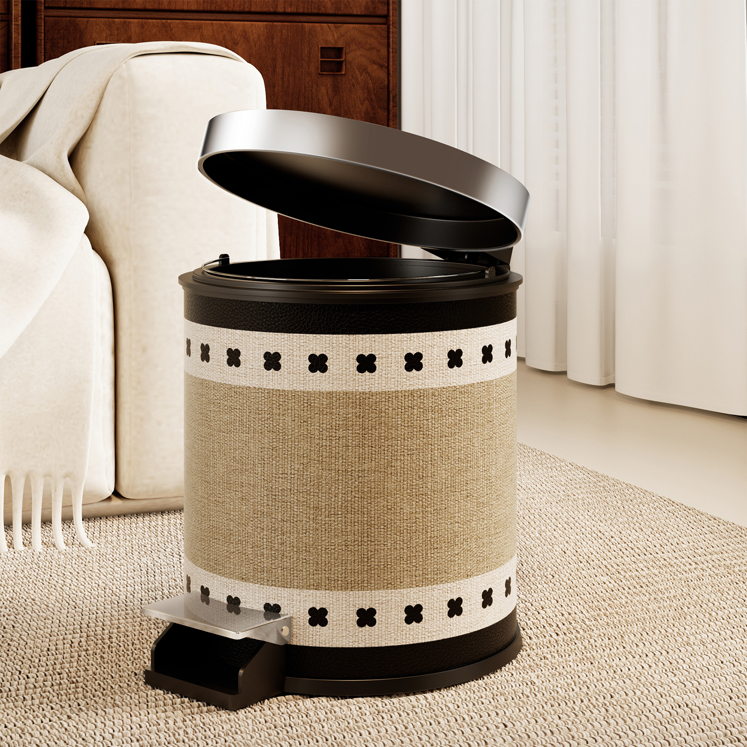 耐利森法式中古风带盖垃圾桶