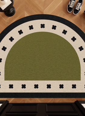 丝圈地垫半圆形入户门垫中古绿色进门地毯家用门口玄关门外蹭脚垫