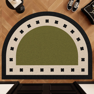 丝圈地垫半圆形入户门垫中古绿色进门地毯家用门口玄关门外蹭脚垫