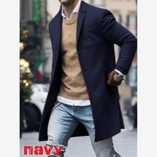 Men casual woolen coats male overcoat autumn long jacket man