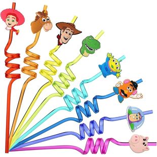 6Pcs Toy Story Birthday Party Reusable Drinking Straws 6Pcs