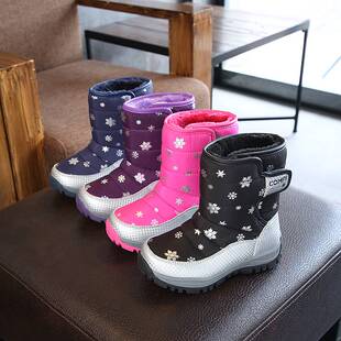 Children's snow boots boys and girls middle boots baby thick
