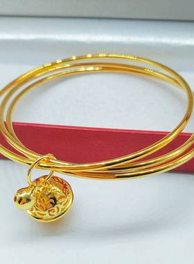 越南沙金宫铃项链女款三生三世光面单圈宫铃手镯时尚首饰品