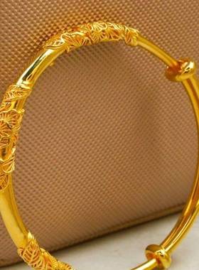 黄铜镀金相思藤手镯推拉款越南沙金繁花似锦推拉手镯手环女款