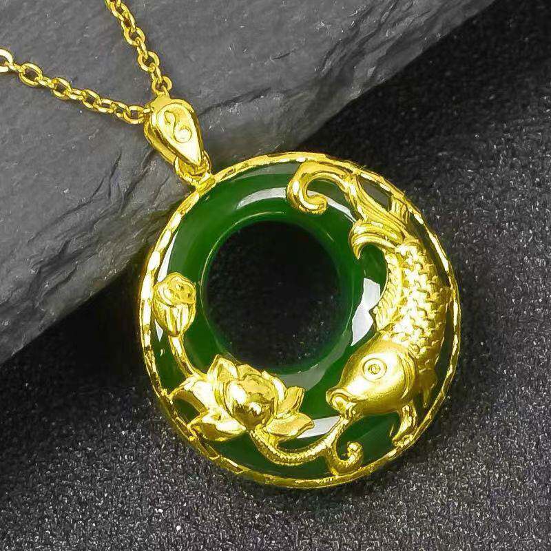 有财镀金项坠莲年有余吊坠小众妈妈包邮轻奢风工厂女士项