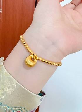 金店同款沙金胖福时尚百搭手链古法转运珠手串传承送女友礼物