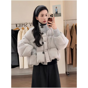 妮彩流行毛衣领短款棉服外女款爆款高级感小个子巨好看的初冬外套